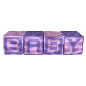 Handmade Needlepoint Plastic Canvas BABY Blocks Purple Nursery Décor Baby Shower